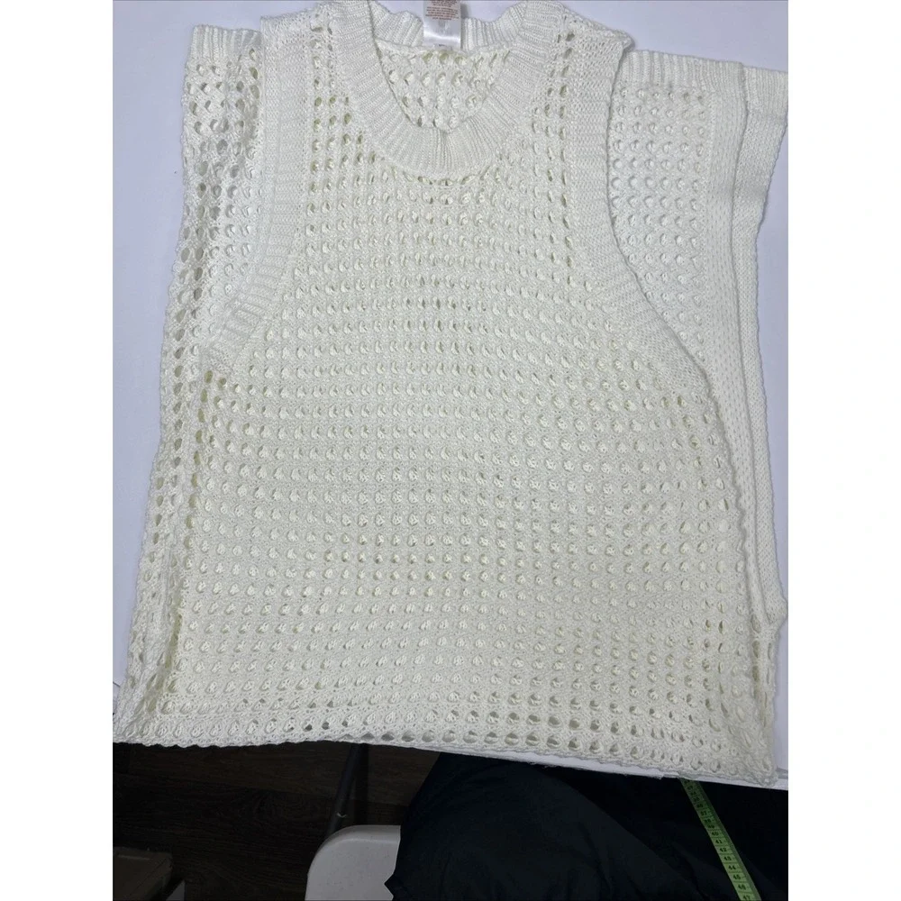 Women's Large White Cream Ivory Shade & Shore Crocheted Cover-up Boho Resort